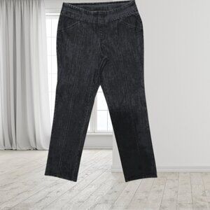 D & Co. Denim&Co Black Acid Wash Pull On Jeans Jeggings Pus Size 16